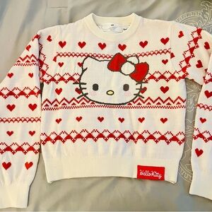 H&M Kids Hello Kitty White Sweater with Red Hearts